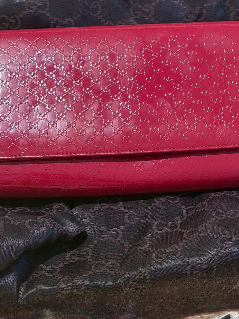 Gucci red Patent Leather Clutch